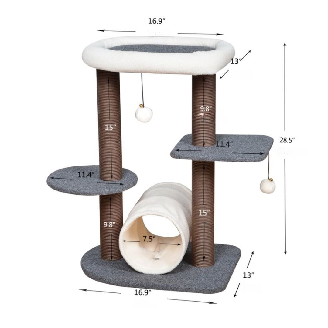 Cat tree with outlet tunnel